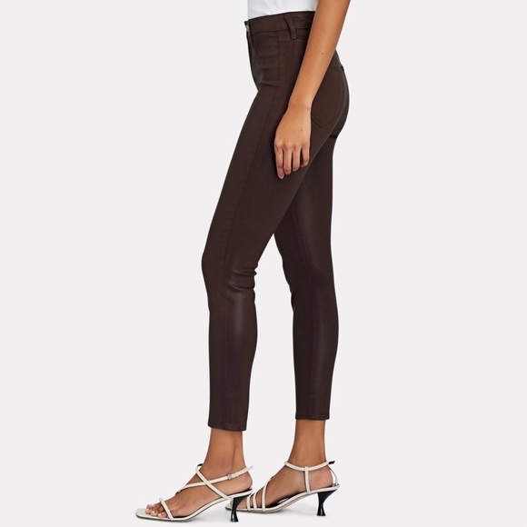 L'AGENCE Margot Skinny High Rise Jeans, Cocoa Coated - Picture 4 of 10